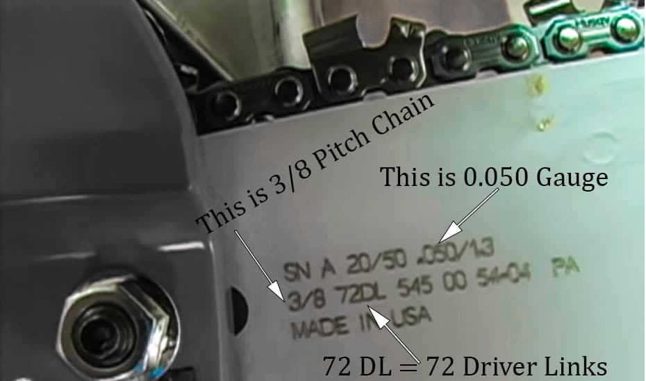 What do the numbers mean on chainsaw chains​