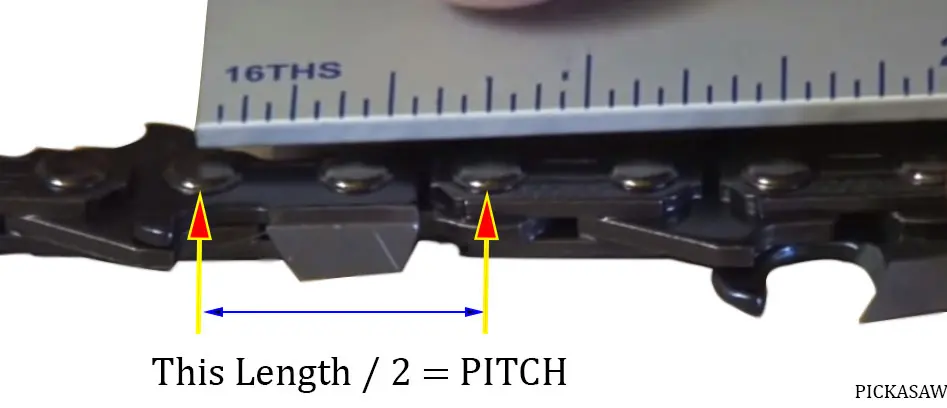 measuring the pitch of chainsaw chain